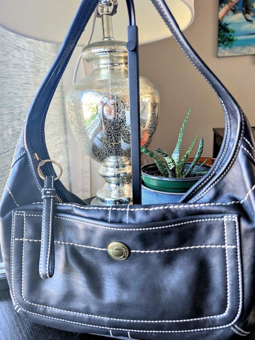 Coach Hobo Leather Shoulder Bag in Black